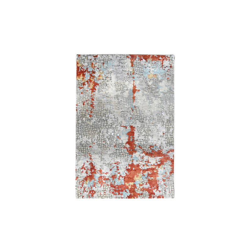 Tapis gris mosaïque en laine noué à la main 3 pi 1 po x 5 pi Gainsboro 6983CD56D60546BEABE6ED55F1E12671
