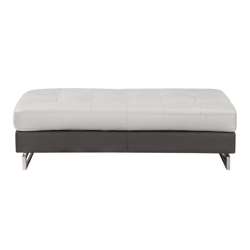 Ordaz Faux Leather Ottoman, Two Tone Gray Faux Leather