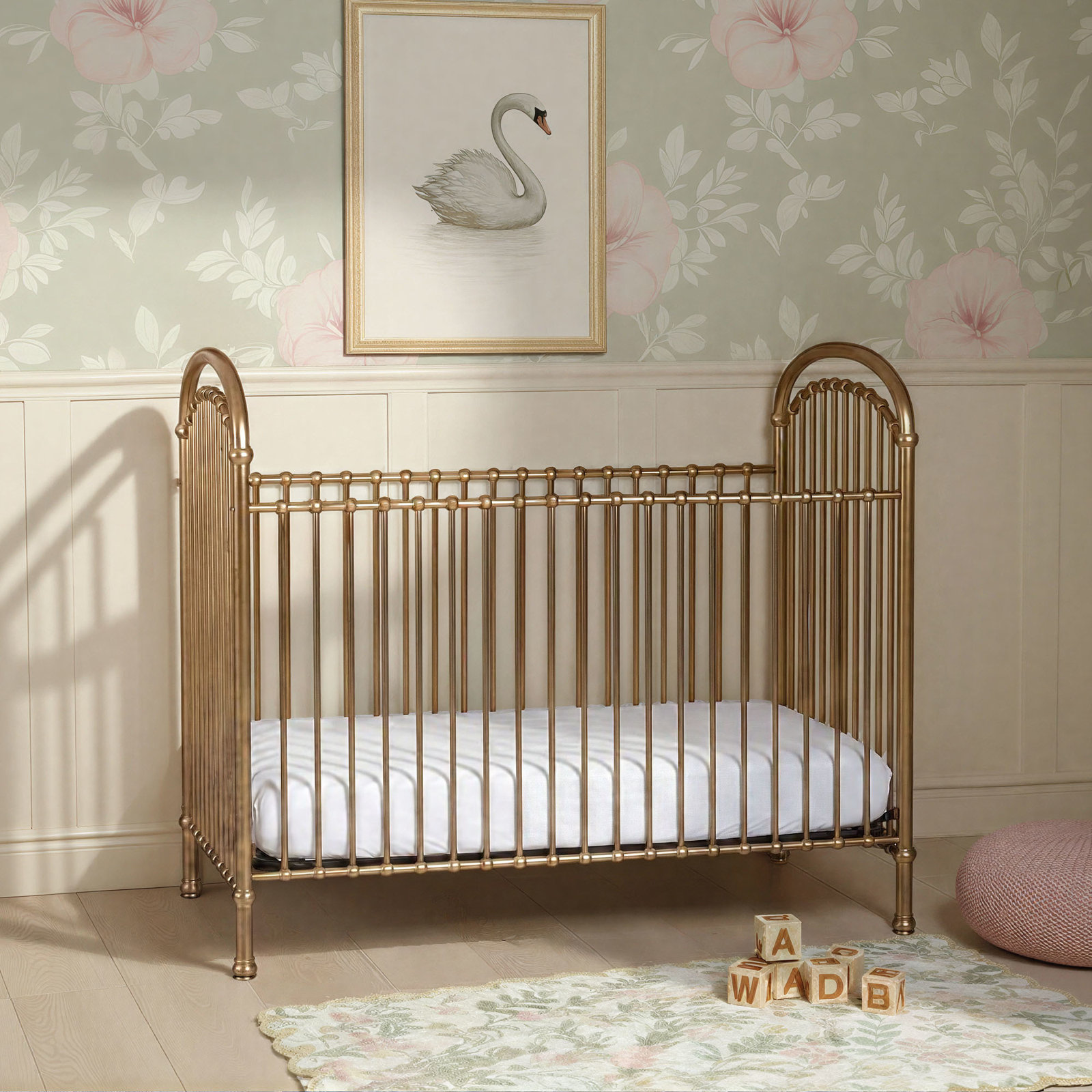 Olivia Classic Metal Crib, Oil Bronze, Classic Crib in Vintage Gold