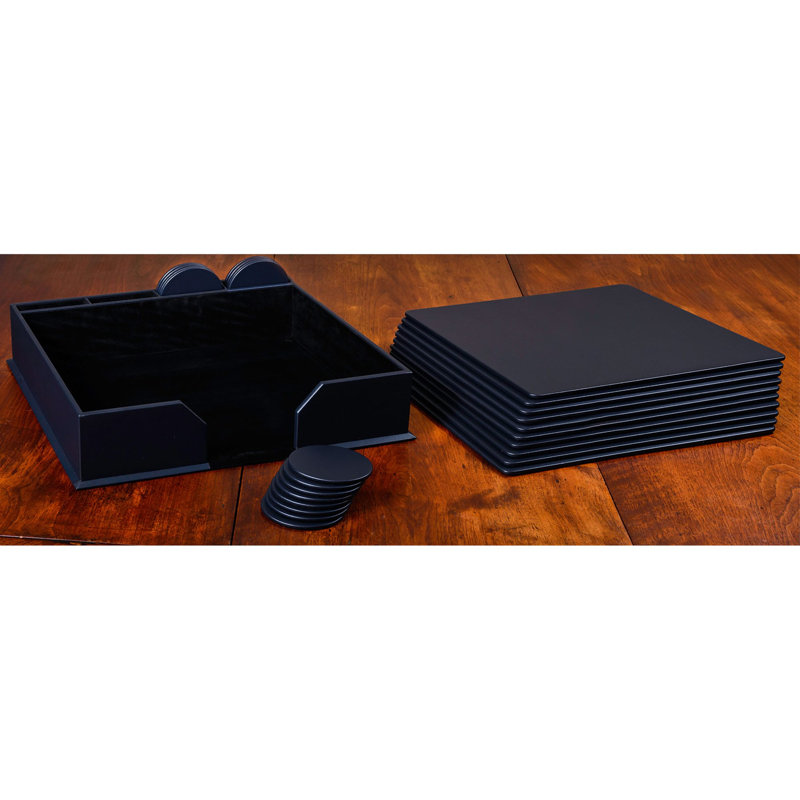 Faux Leather Desk Organizer Set, Navy Blue