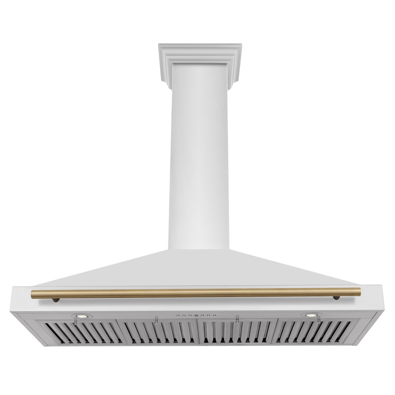 48" 400 CFM Ducted Wall Mount Range Hood, Stainless Steel/Champagne Bronze