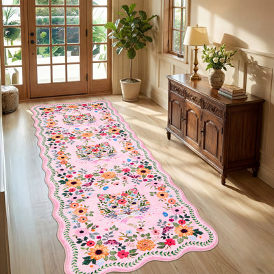 Tapis à imprimé animal en forme d'éventail - Tapis d'intérieur lavable, doux, antidérapant et pliable - pour les chambres à coucher, les salons, les vestibules, les salles de jeux et les chambres d'enfants