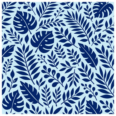 Blue Botanical Leaves Double Sided Throw Pillows
