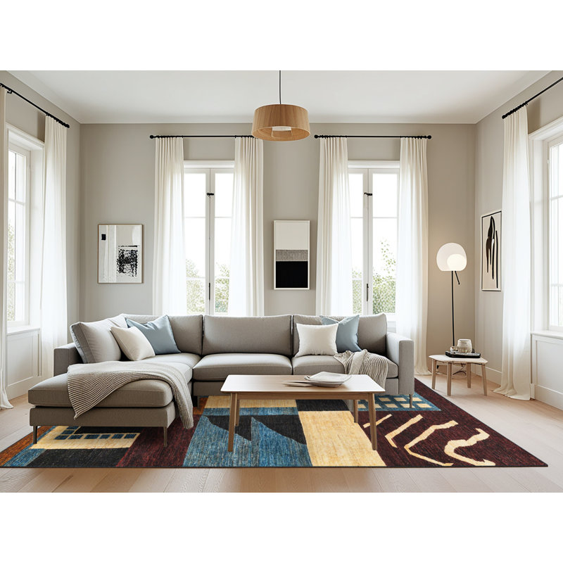 Tapis crème / bleu / brun Brynne, Rectangle 8 pi x 10 pi