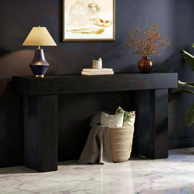 Console en bois, table d'appoint, table de salon rectangulaire derrière le canapé