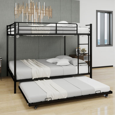 Lit superposé en fer carré durable avec rails de sécurité, look minimaliste moderne, idéal pour une chambre d'enfant, une chambre d'amis ou un espace commun, assemblage facile et performance durable