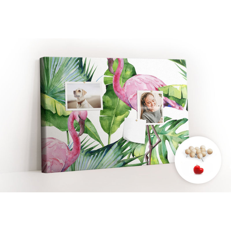 Wall Mounted cork board with print home decor message pin boards decorative bulletin board ideas Flamingos nature