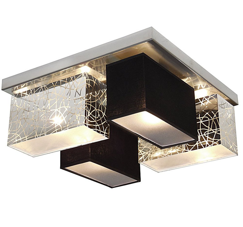 Pascoe Fabric Semi Flush Mount, Silver/Black Transparent