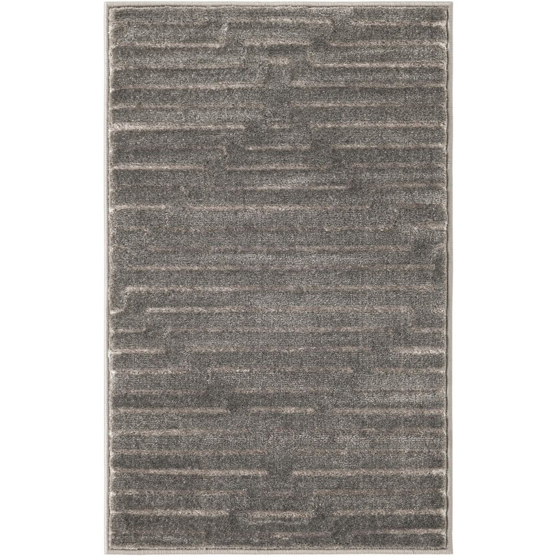 Tapis contemporain gris et argenté Omotayo, Rectangle 2 pi x 3 pi 1 po