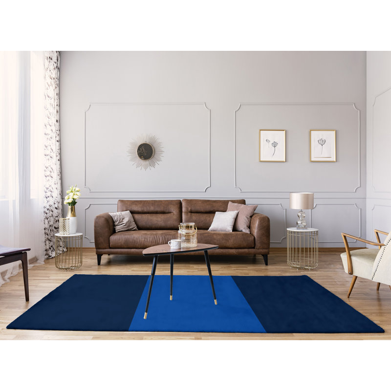 Bleu royal tissé à plat, Rectangle 8 pi x 10 pi