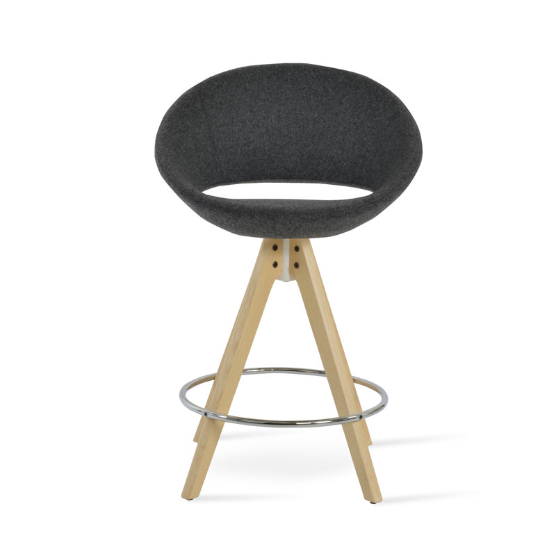 Crescent Swivel Bar Stool, Dark Gray