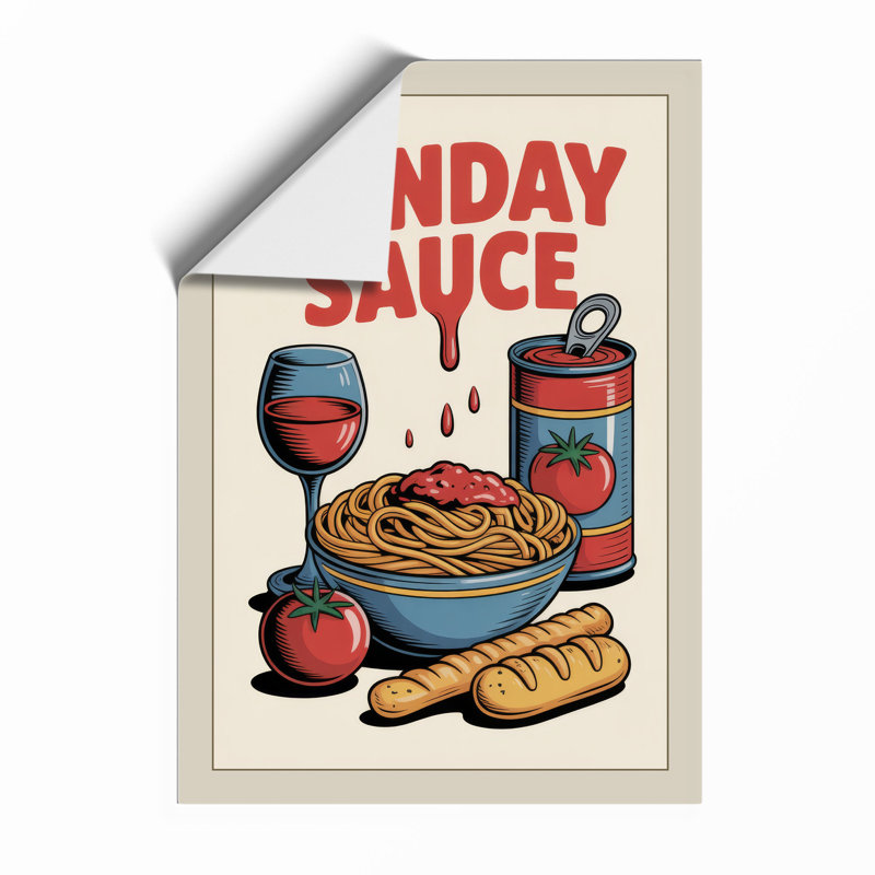 Sunday Sauce Retro - Framed Print, A2 - 59.4 x 42.0 cm, Unframed