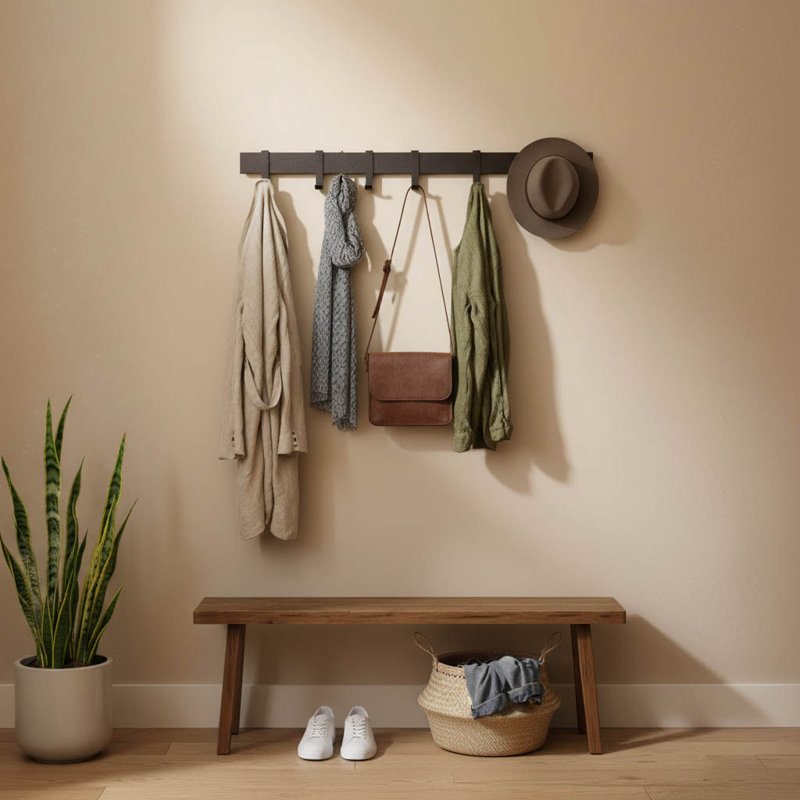 Metal Wall Mounted Required 6 - Hook Coat Rack