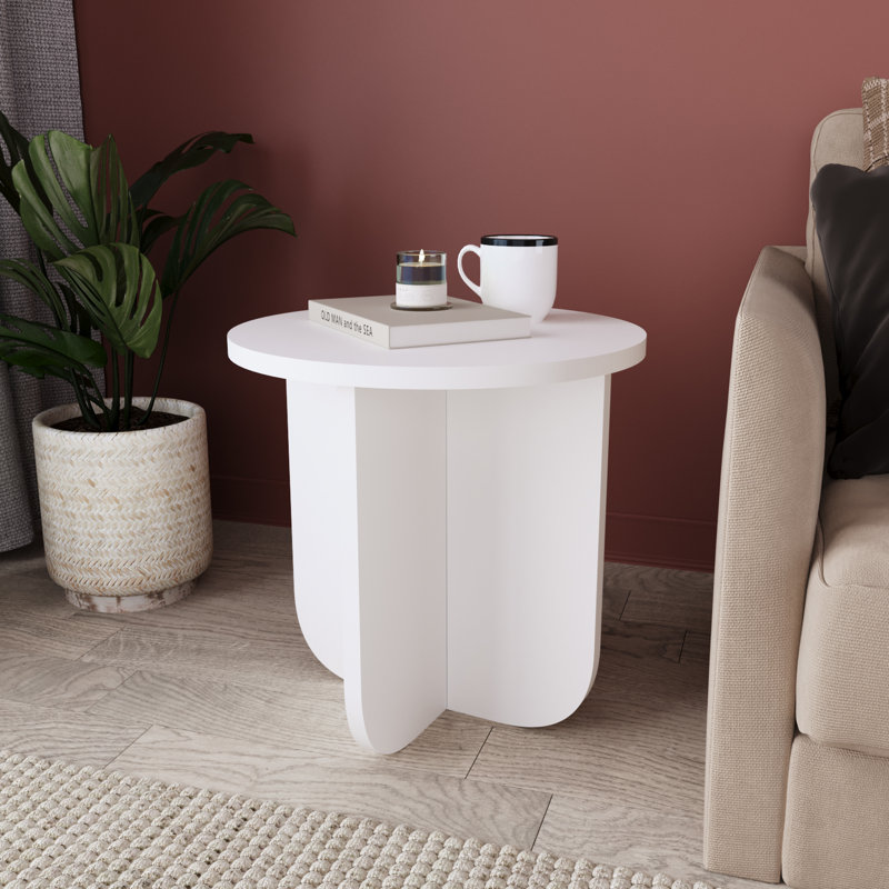 40cm Round Side Table, Compact Modern Wooden End Table, Minimalist Small Side Table for Living Room, Bedroom, Sofa & Corner Use, Easy Assembly, Space-Saving Accent Table