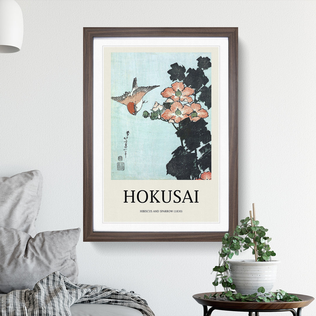 Hibiscus and Sparrow by Katsushika Hokusai - Picture Frame Art Prints
