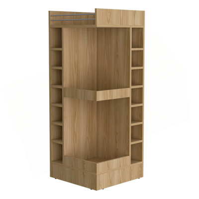 Lamer Corner Bar Cabinet With Wine Rack And Open Shelf