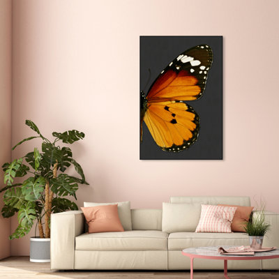Monarque et papillon gris II - cadre flottant, impression sur toile