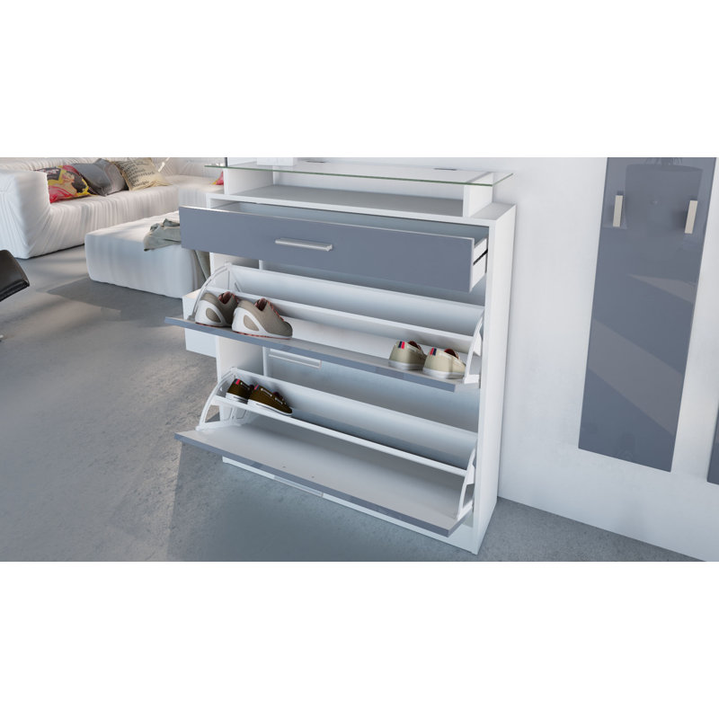 Mcclinton Hall Tree with Shoe Storage, Grey (glossy)/White (matt), No
