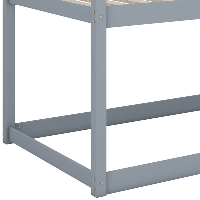 Twin Size Stackable Floor Bunk Bed With Convenient Ladder, Gray