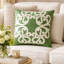 Coussin décoratif Dery, velours vert vintage avec accent de vigne, carré de 20 pouces-122359332