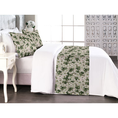 Ensemble de chemin de lit Ambesonne Spring Spring Motif pastel fleurs vert sauge et rosé
