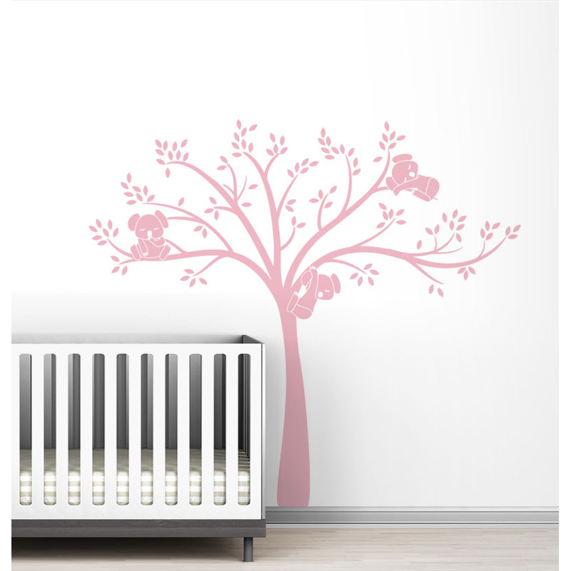 Décalcomanie murale monochrome modern Koala Cuteness, Rose clair