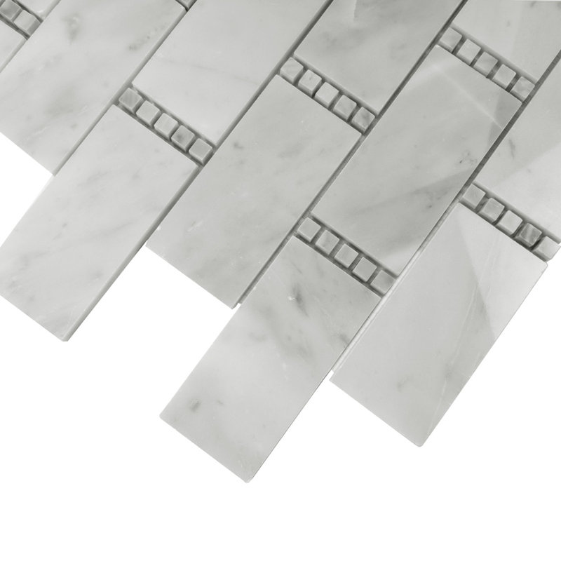White Subway With Carrara Dot Marble Mosaic Tile