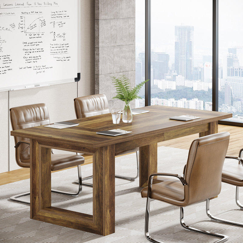 63-Inch Rectangular Wooden Executive Computer Desk, Brown
