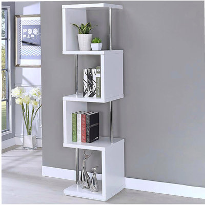 Bibliothèque blanche en chrome 4 couches