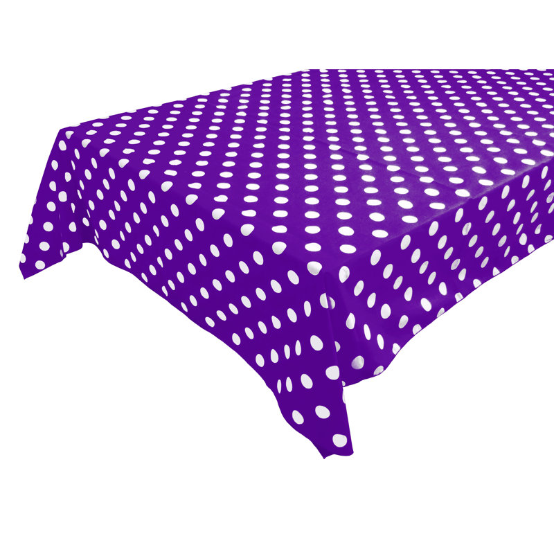 Polka Dots Print Tablecloths, 144" L x 58" W, White/Purple