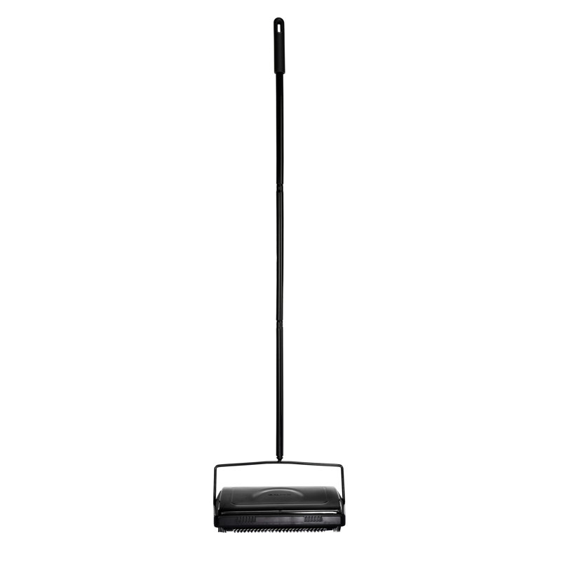 Manual Tile Floor and Carpet Sweeper, Black