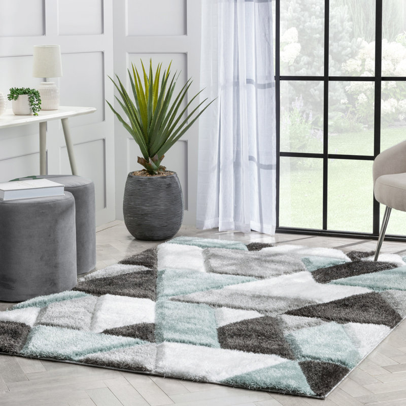 San Francisco Geometric Shag Area Rug, Rectangle 160 x 220cm