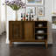 Buffet cannelé cannelé avec tablettes, trous de sortie et base en bois massif, 60 po