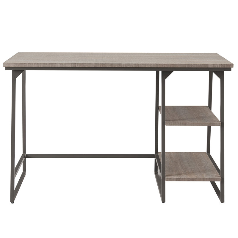 Synthetic Laminate Iron Writing Desk, Oak/Gray