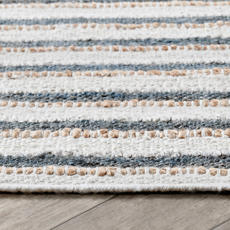 Del Mar Striped Area Rug, Ivory/Aqua
