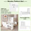Lit plateforme en bois avec 6 tiroirs, tablettes, bureau et garde-robe-1357099365