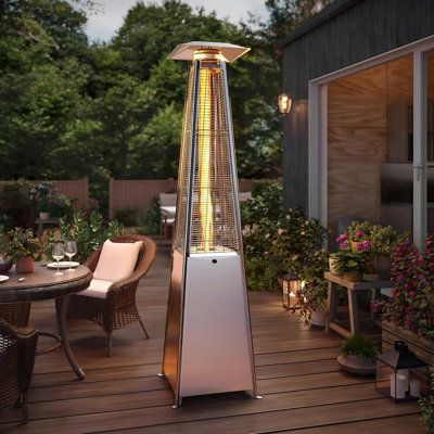 Pyramid Patio Heater, 48,000 Outdoor Patio Heater, Quartz Glass Tube Propane Heater for Commercial & Residential