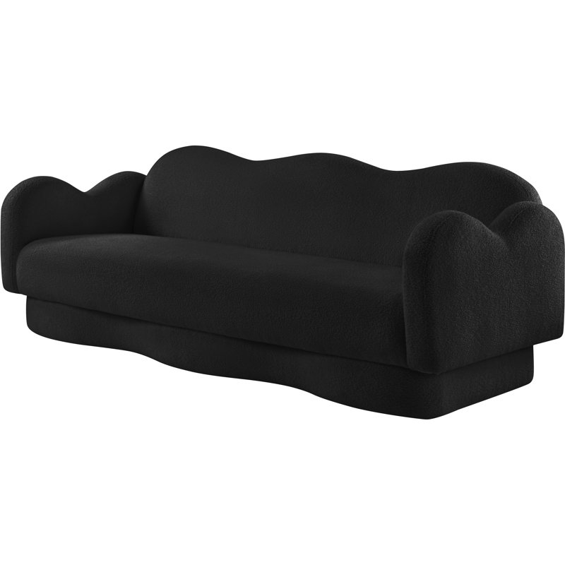 Canapé Redwan, Tissu noir en fausse peau de mouton