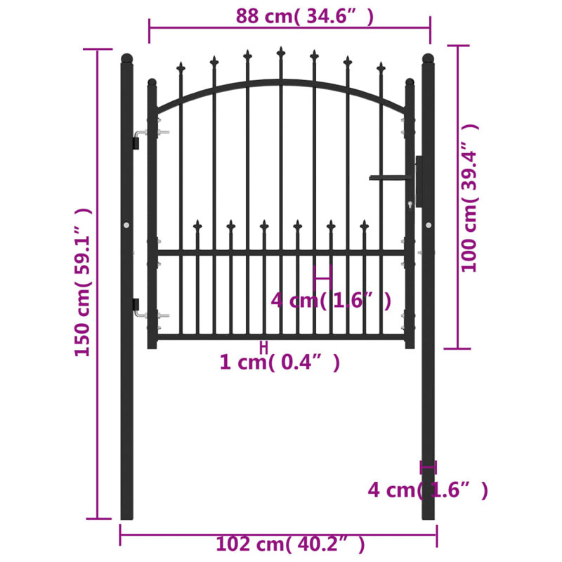Netawaka Metal Gate, Black, 150cm H x 102cm W