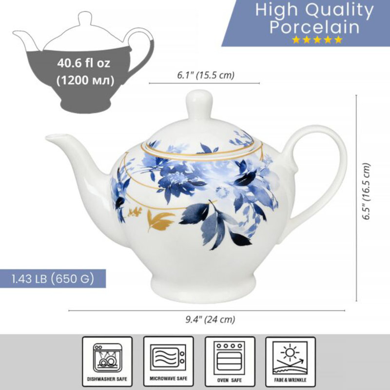 Théière en porcelaine de jour et de nuit 40 oz.