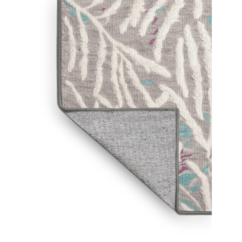 Tapis gris lavable à la machine, Rond 4 pi