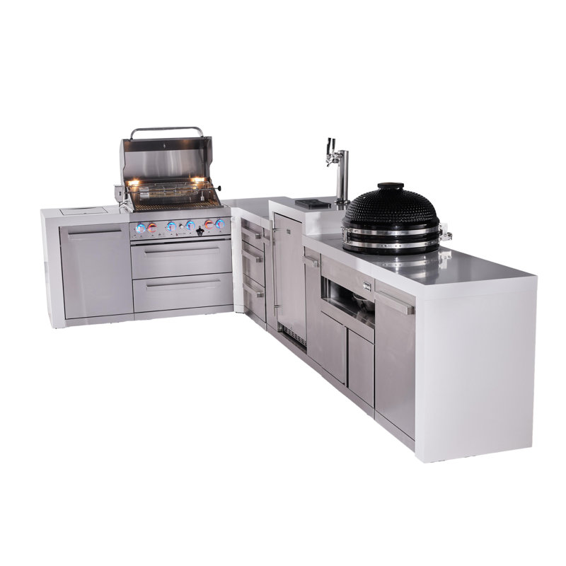 Barbecue au gaz pour îlot de cuisine modulaire en acier inoxydable de luxe à 4 brûleurs de 82 po x 156 po Mont Alpi
