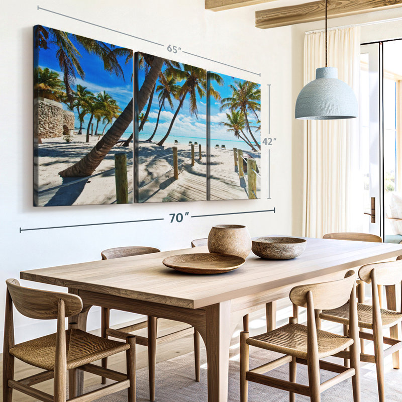 Passerelle sur la plage, reproduction sur toile, H 42 po x l 65 po