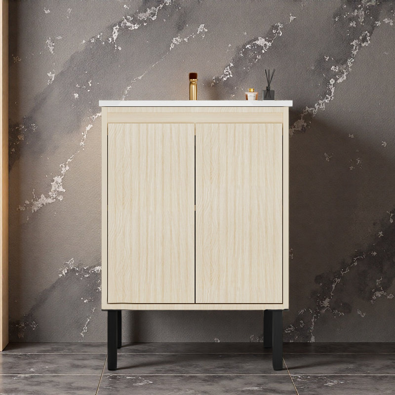 24 Inch Bathroom Vanity With Sink, Floor - Standing Structure For Stability, Soft - Closing Drawers For Noiseless Operation