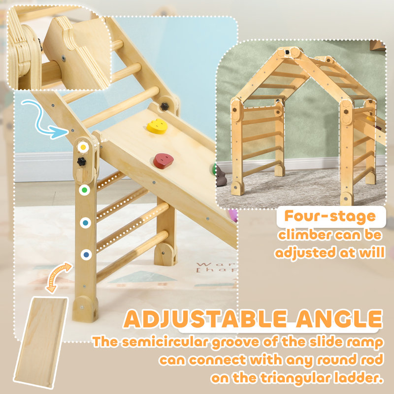 HOMCOM 177.8cm W Pine Wood And Multi-layer Board Kids Climber