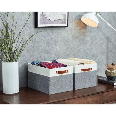 Decomomo Foldable Storage Bin | Collapsible Sturdy Cationic Fabric Storage Basket Cube W/Handles