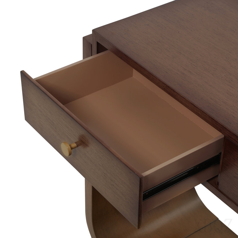 Classic-Style Console Table, 3 Storage Drawers, Display Shelf, Curved Legs, Painted Finish, Entryway/Hallway/Living Room, Walnut