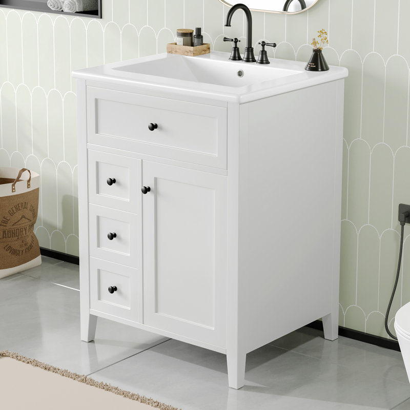 Meuble-lavabo moderne 24 po avec lavabo et armoire de rangement Modern