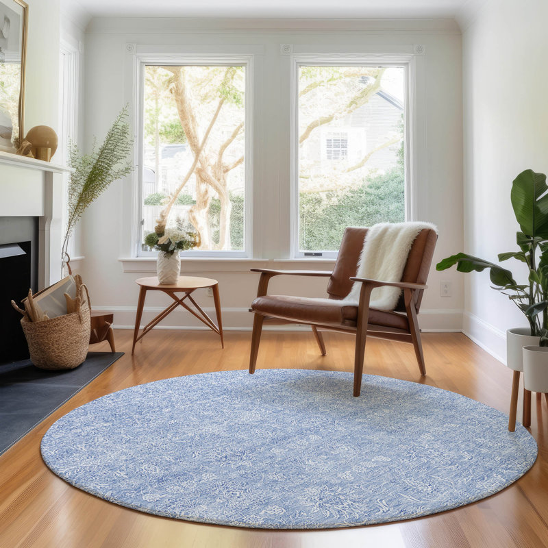Premium Machine Washable Prisco Sky Rug, Round 8'