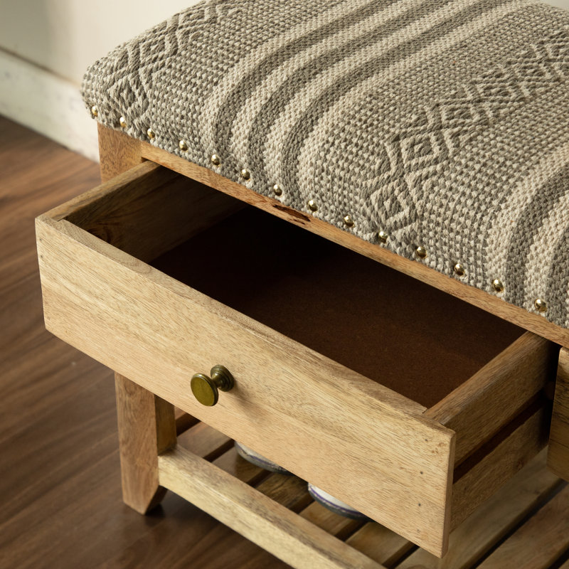 Banc de rangement Iyaas, Beige / Blanc